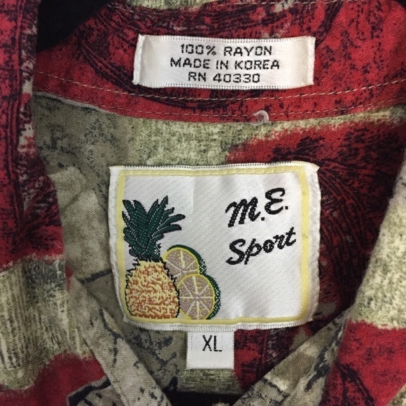 Vintage Hawaiian Shirt Mens XL Rayon Pineapple Watermelon Flowers Relaxed Fit - Picture 4 of 8